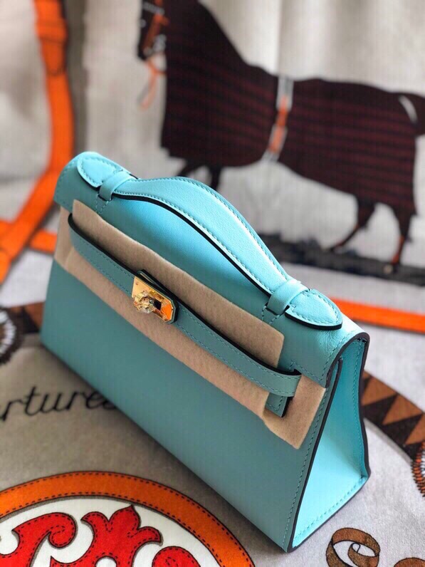 에르메스 미니 켈리백22 블루파온 금장 스위프트